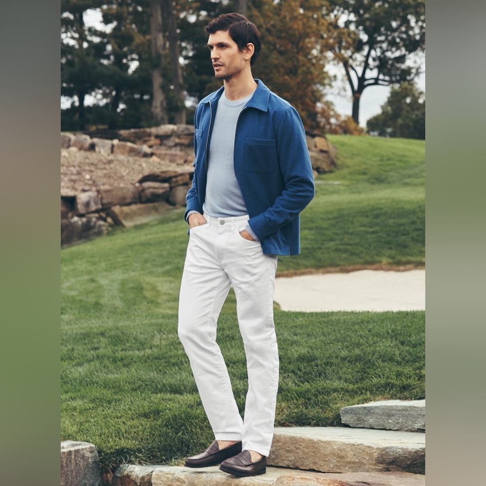 NEW 34 Heritage Men’s Courage Straight Leg Pants Jeans In White Comfort Mid Rise